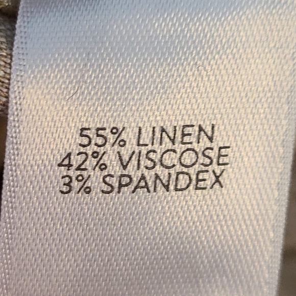 J Jill Linen Stretch Ankle Pants XL Petite Light Beige Button Hem Side Zipper - Picture 8 of 10